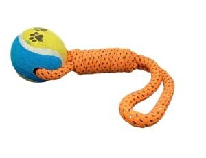 ANIMAX Durable Chewing and Teething Cotton Rope Toy with Cosco Ball for All Dogs and Puppies (Multicolor-5) 29 cm