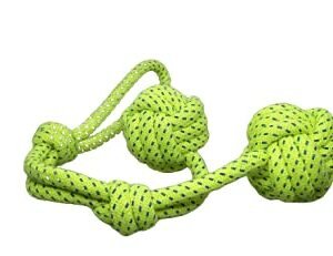 ANIMAX Durable Chewing and Teething Double Rope Ball for All Dogs and Puppies (Green) 42 cm