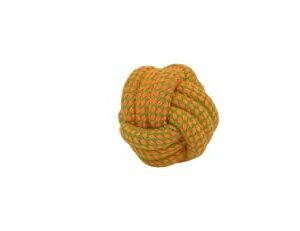 AniMax Dog Toy Rope Ball for Chewing and Teething (Orange & Green) 7 cm